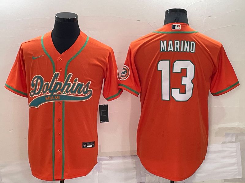Men Miami Dolphins 13 Marino Orange Nike Co branded Jersey